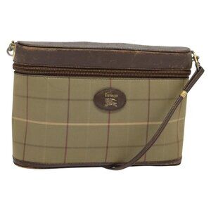 Authentic Burberrys Nova Check Shoulder Bag Canvas Beige Gold